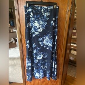 Reformation Navy Blue Floral A-Line Skirt